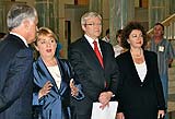 Malcolm Turnbull, Jenny Macklin, Kevin Rudd and Therese Rein in the foyer of Parliament House